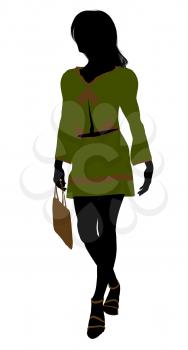 Royalty Free Clipart Image of a Girl in Green