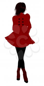 Royalty Free Clipart Image of a Girl in a Red Coat