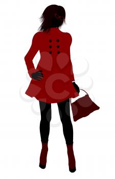 Royalty Free Clipart Image of a Girl in a Red Coat