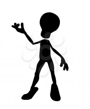 Royalty Free Clipart Image of a Stick Figure With a Light Bulb Head