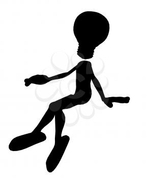 Royalty Free Clipart Image of a Stick Figure With a Light Bulb Head