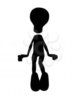 Royalty Free Clipart Image of a Stick Figure With a Light Bulb Head