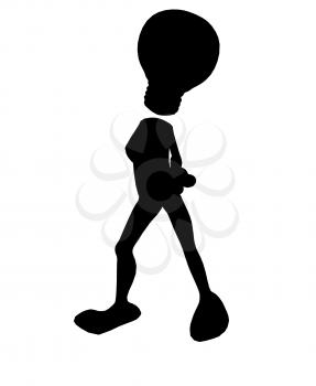 Royalty Free Clipart Image of a Stick Figure With a Light Bulb Head