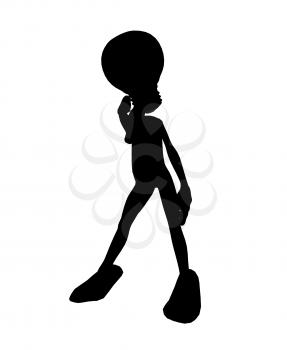 Royalty Free Clipart Image of a Stick Figure With a Light Bulb Head