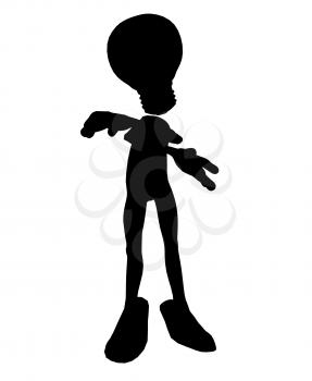 Royalty Free Clipart Image of a Stick Figure With a Light Bulb Head