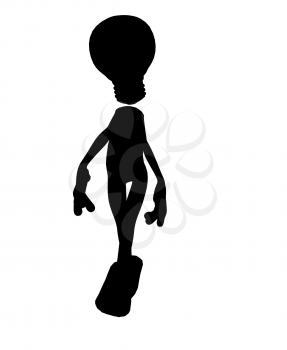 Royalty Free Clipart Image of a Stick Figure With a Light Bulb Head