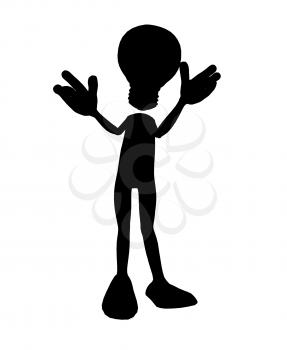 Royalty Free Clipart Image of a Stick Figure With a Light Bulb Head