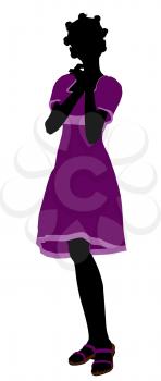 Royalty Free Clipart Image of a Girl in a Purple Dress