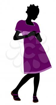 Royalty Free Clipart Image of a Girl in a Purple Dress