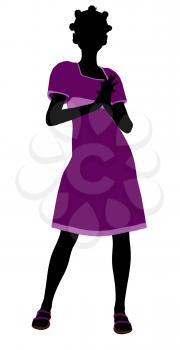 Royalty Free Clipart Image of a Girl in a Purple Dress