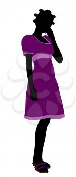 Royalty Free Clipart Image of a Girl in a Purple Dress