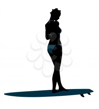 Royalty Free Clipart Image of a Surfer Girl