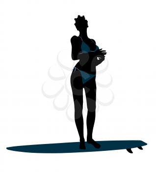 Royalty Free Clipart Image of a Surfer Girl