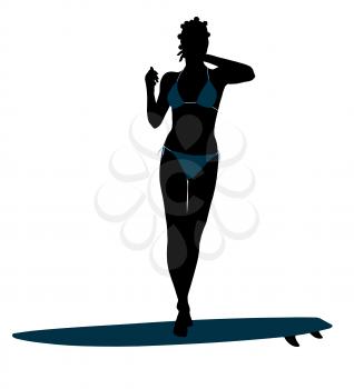 Royalty Free Clipart Image of a Surfer Girl