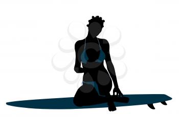 Royalty Free Clipart Image of a Surfer Girl