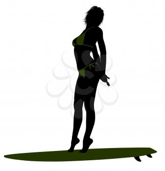 Royalty Free Clipart Image of a Surfer Girl