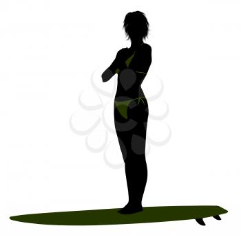 Royalty Free Clipart Image of a Surfer Girl