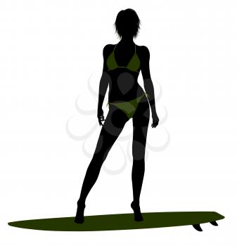 Royalty Free Clipart Image of a Surfer Girl