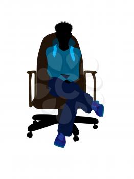 Royalty Free Clipart Image of a Teenager in an Office Chair
