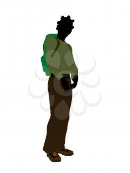 Royalty Free Clipart Image of a Girl Wearing a Backpack