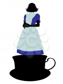 Royalty Free Clipart Image of an Alice in Wonderland Silhouette