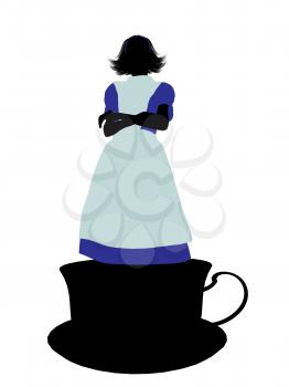 Royalty Free Clipart Image of an Alice in Wonderland Silhouette