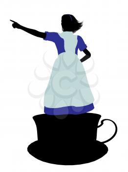 Royalty Free Clipart Image of an Alice in Wonderland Silhouette