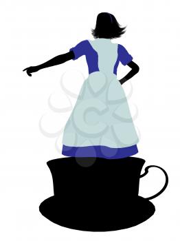 Royalty Free Clipart Image of an Alice in Wonderland Silhouette