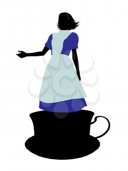 Royalty Free Clipart Image of an Alice in Wonderland Silhouette