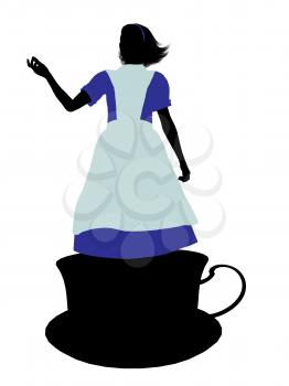 Royalty Free Clipart Image of an Alice in Wonderland Silhouette