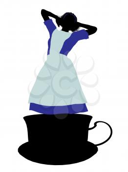 Royalty Free Clipart Image of an Alice in Wonderland Silhouette