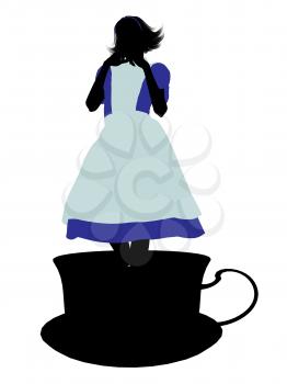 Royalty Free Clipart Image of an Alice in Wonderland Silhouette