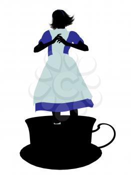 Royalty Free Clipart Image of an Alice in Wonderland Silhouette