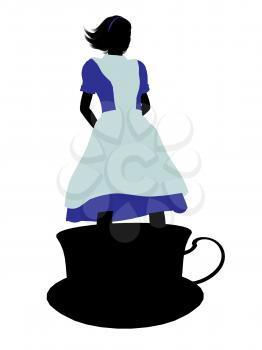 Royalty Free Clipart Image of an Alice in Wonderland Silhouette