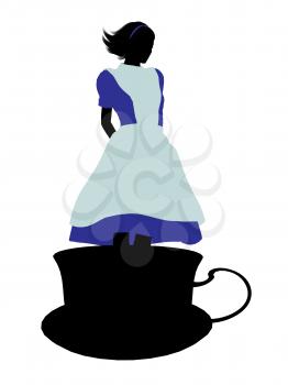 Royalty Free Clipart Image of an Alice in Wonderland Silhouette