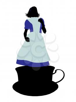 Royalty Free Clipart Image of an Alice in Wonderland Silhouette