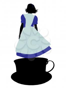 Royalty Free Clipart Image of an Alice in Wonderland Silhouette