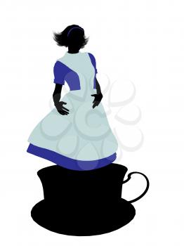 Royalty Free Clipart Image of an Alice in Wonderland Silhouette