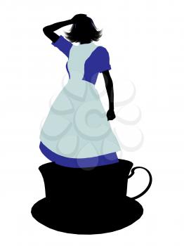 Royalty Free Clipart Image of an Alice in Wonderland Silhouette