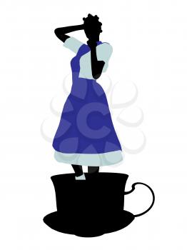 Royalty Free Clipart Image of an Alice in Wonderland Silhouette