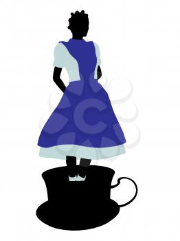 Royalty Free Clipart Image of an Alice in Wonderland Silhouette