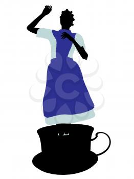 Royalty Free Clipart Image of an Alice in Wonderland Silhouette