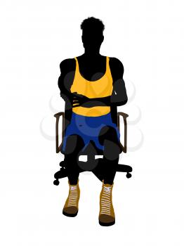 Royalty Free Clipart Image of a Basketball Player in a Chair