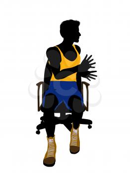 Royalty Free Clipart Image of a Basketball Player in a Chair