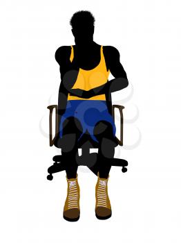 Royalty Free Clipart Image of a Basketball Player in a Chair