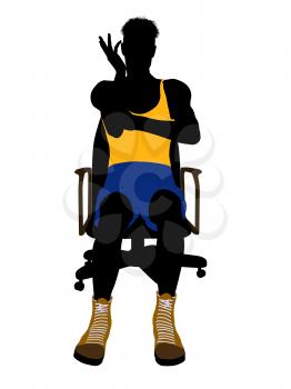 Royalty Free Clipart Image of a Basketball Player in a Chair