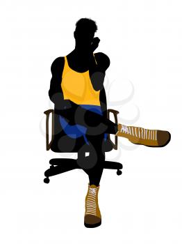 Royalty Free Clipart Image of a Basketball Player in a Chair