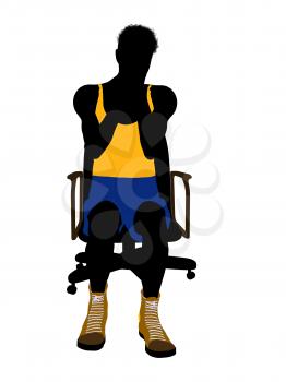 Royalty Free Clipart Image of a Basketball Player in a Chair