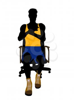 Royalty Free Clipart Image of a Basketball Player in a Chair