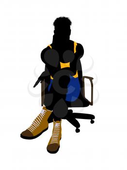 Royalty Free Clipart Image of a Basketball Player in a Chair